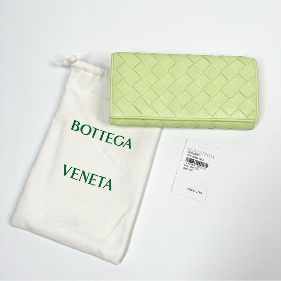 Bottega Veneta NWT Large Intrecciato Flap Wallet 3579 Fennel-Gold Retail $1,000 - Picture 2 of 12